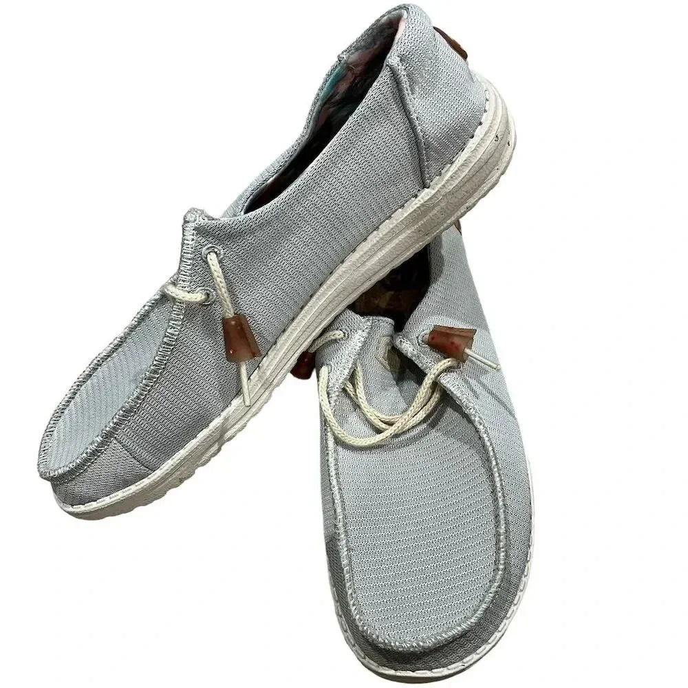 Hey Dude Women's Wendy Knit Cloud Gray Slip-On Sneakers Size 11